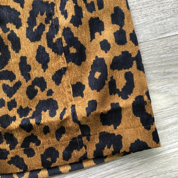 Leopard Print Corduroy Button Down Mini Skirt - Picture 5 of 6